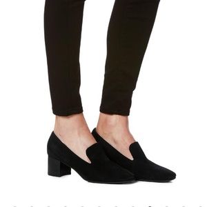 AQUATALIA JILL Suede Stacked Heel Dress Loafer
